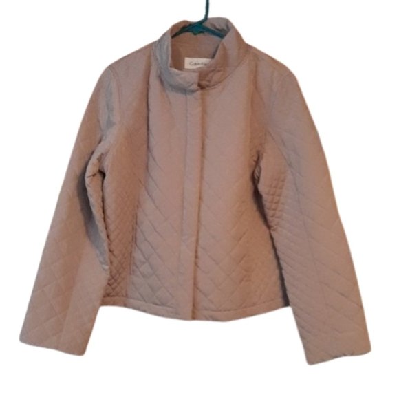 Calvin Klein Quilted Jacket Size L Full Zip Snap Front - Picture 1 of 8